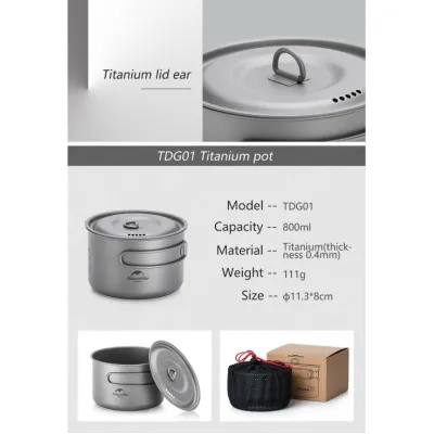 Титановий казанок Naturehike 800 мл NH18T101-A - 4 - Robinzon.ua