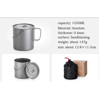 Титановий казанок Naturehike 1250 мл NH18T303-C - 1 Титановий казанок Naturehike 1250 мл NH18T303-C - 1 - Robinzon.ua