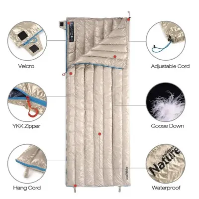 Спальник ультралегкий пуховий Naturehike CW280 upgrade хакі NH17Y010-R - 4 - Robinzon.ua