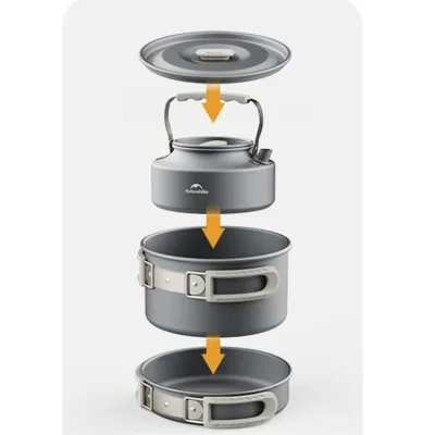 Набор туристической посуды (котелок, сковорода, чайник) Naturehike CNK2450CF010. - 4 - Robinzon.ua