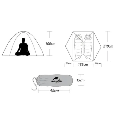 Двухместная палатка Naturehike Mongar 2 зелено-белая NH17T007-M. - 3 - Robinzon.ua