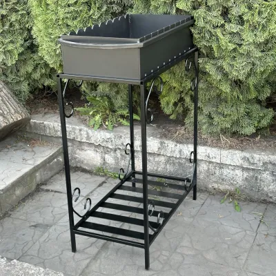 Мангал Mzavod Гефест на 9 шампурів 4мм на дровниці - 2 - Robinzon.ua