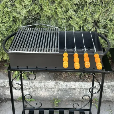 Мангал Mzavod Гефест на 9 шампурів 4мм на дровниці - 3 - Robinzon.ua