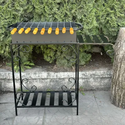 Мангал Mzavod Гефест на 9 шампурів 4мм на дровниці - 4 - Robinzon.ua