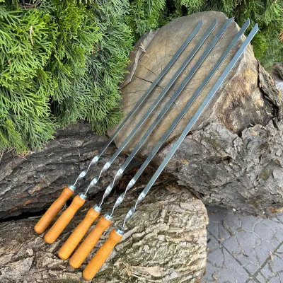 Шампур Mzavod з дерев'яною ручкою 580х10х3мм - 4 Шампур Mzavod з дерев'яною ручкою 580х10х3мм - 4 - Robinzon.ua