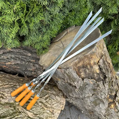 Шампур Mzavod з дерев'яною ручкою 580х10х3мм - 5 Шампур Mzavod з дерев'яною ручкою 580х10х3мм - 5 - Robinzon.ua