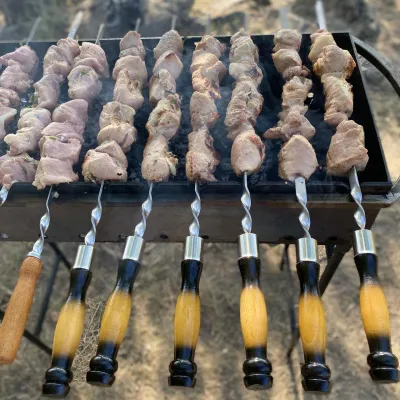 Шампур Mzavod з дерев'яною ручкою 630х12х3мм двокольоровий - 5 Шампур Mzavod з дерев'яною ручкою 630х12х3мм двокольоровий - 5 - Robinzon.ua