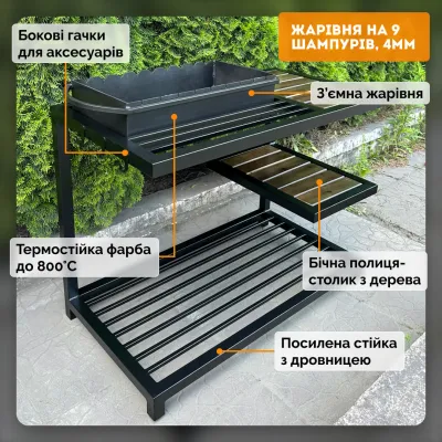 Мангал Mzavod Один на 9 шампуров 4мм в стиле LOFT - 5 - Robinzon.ua