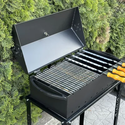 Мангал-барбекю Mzavod Прометей на 9 шампуров 4мм на дровнице - 6 Мангал-барбекю Mzavod Прометей на 9 шампуров 4мм на дровнице - 6 - Robinzon.ua