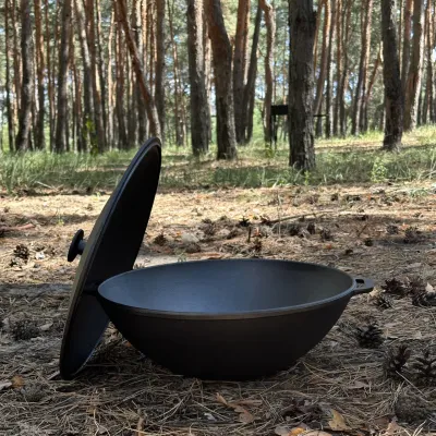 Сковорода WOK-08 чавунна з кришкою 8л - 1 Сковорода WOK-08 чавунна з кришкою 8л - 1 - Robinzon.ua