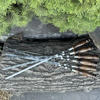 Шампур Mzavod с деревянной ручкой 630х12х3мм мраморный - 4 - Robinzon.ua