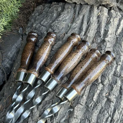 Шампур Mzavod с деревянной ручкой 630х12х3мм мраморный - 5 - Robinzon.ua