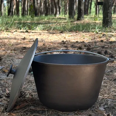 Казан туристический КТ-12 чугунный с крышкой 12л - 1 - Robinzon.ua