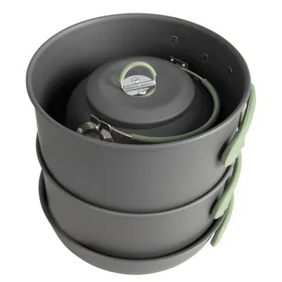 Набор посуды Bo-Camp Explorer XL 4 Pieces Hard Anodized Grey/Green (2200249) - 3 - Robinzon.ua