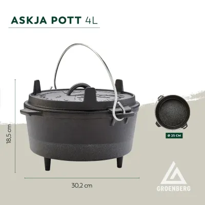 Казан з кришкою Groenberg Askja Pot 25 cm / 4 L Black (266016) - 5 Казан з кришкою Groenberg Askja Pot 25 cm / 4 L Black (266016) - 5 - Robinzon.ua