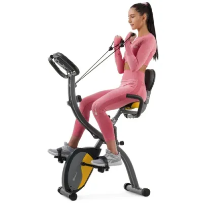 Велотренажер магнітний з еспандерами Hop-Sport X-Bike 3010x чорно-жовтий - 2 - Robinzon.ua
