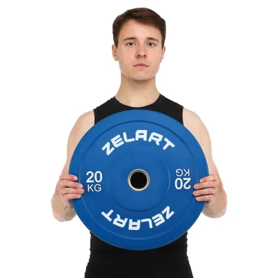 Блин (диск) бамперный для кроссфита резиновый 20 кг d-52мм Zelart-7797-20 - 5 - Robinzon.ua