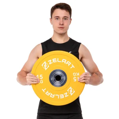 Блин (диск) бамперный для кроссфита резиновый 15 кг d-52мм Zelart-7798-15 - 4 - Robinzon.ua