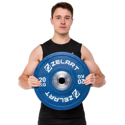 Блин (диск) бамперный для кроссфита резиновый 20 кг d-52мм Zelart-7798-20 - 4 - Robinzon.ua