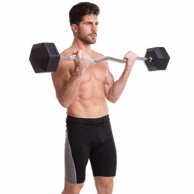 Штанга фиксированная изогнутая обрезиненная Zelart 6231-40 длина 95 см 40 кг - 5 - Robinzon.ua