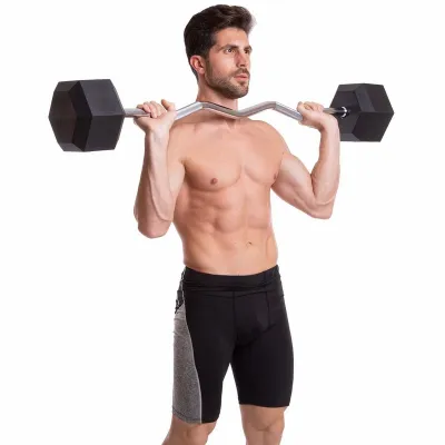 Штанга фиксированная изогнутая обрезиненная Zelart 6231-45 длина 95 см 45 кг - 5 - Robinzon.ua