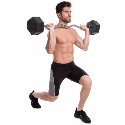 Штанга фиксированная изогнутая обрезиненная Zelart 6231-45 длина 95 см 45 кг - 6 - Robinzon.ua