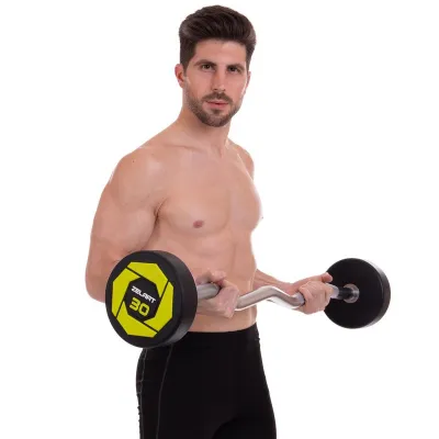 Штанга фиксированная изогнутая полиуретановая Zelart 2690-30 длина 107 см 30 кг - 1 - Robinzon.ua