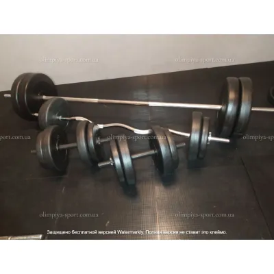 Штанга наборная + W-образный гриф + Гантели 91 кг Гантели, гири, штанги и диски ударопрочный пластик - 2 - Robinzon.ua