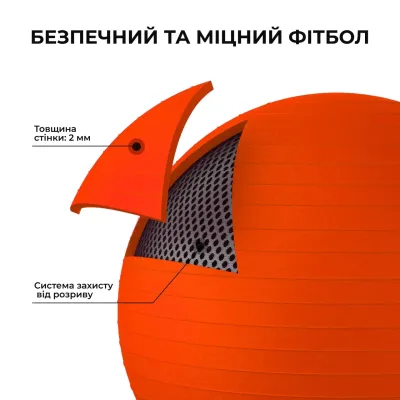 Фитбол (мяч для фитнеса) 55 см WCG 55 Anti-Burst нагрузка 300кг оранжевый Фитболы - 5 - Robinzon.ua