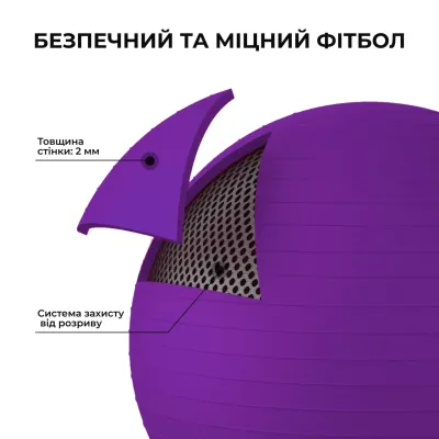 Фитбол (мяч для фитнеса) 65 см WCG W-000-65-P Anti-Burst нагрузка 300кг фиолетовый Фитболы - 1 - Robinzon.ua