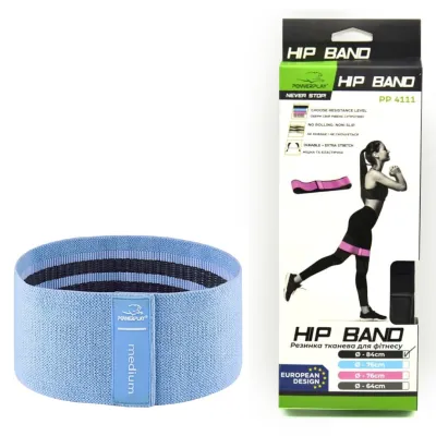 Резинка для фитнеса тканевая PowerPlay 4111 M Medium (d_76cm) голубой - 6 - Robinzon.ua