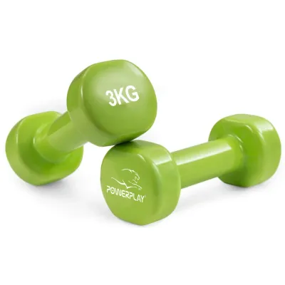 Гантель вінілова PowerPlay 4125 Achilles 2*3 кг. Зелені (2шт.) - 1 - Robinzon.ua
