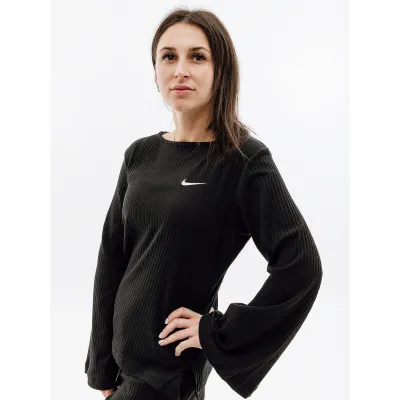 Женский Лонгслив Nike W NSW RIB JRSY LS TOP Черный M (7dDV7866-010 M) - 2 - Robinzon.ua