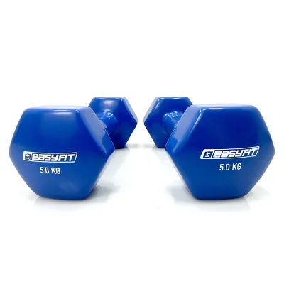Гантель для фитнеса 5.0 кг EasyFit с виниловым покрытием синяя - 1 - Robinzon.ua