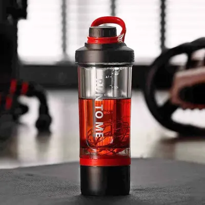 Шейкер спортивный с контейнером Casno 600 мл KXN-1199 с венчиком Серый/Красный - 1 - Robinzon.ua