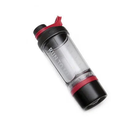 Шейкер спортивный с контейнером Casno 600 мл KXN-1199 с венчиком Серый/Красный - 4 - Robinzon.ua