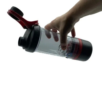 Шейкер спортивный с контейнером Casno 600 мл KXN-1199 с венчиком Серый/Красный - 6 - Robinzon.ua