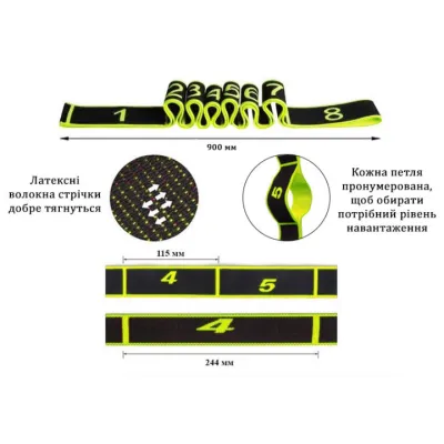 Еспандер стрічка EasyFit з петлями для тренувань зелений - 1 Еспандер стрічка EasyFit з петлями для тренувань зелений - 1 - Robinzon.ua