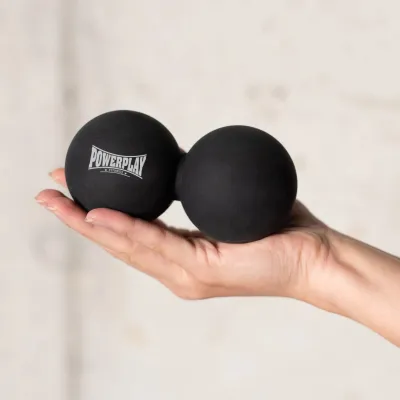 Массажный силиконовый двойной мяч PowerPlay PP- 4355 Silicone Lacrosse Peanut Ball (6.3*12.6см.) Черный - 2 - Robinzon.ua