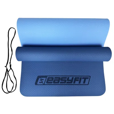 Килимок для йоги та фітнесу EasyFit TPE+TC 6мм двошаровий синій-блакитний - 1 Килимок для йоги та фітнесу EasyFit TPE+TC 6мм двошаровий синій-блакитний - 1 - Robinzon.ua