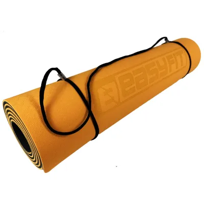 Коврик для йоги и фитнеса EasyFit TPE+TC 6 мм двухслойный оранжевый-черный - 2 - Robinzon.ua