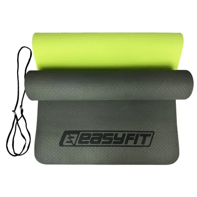 Коврик для йоги и фитнеса EasyFit TPE+TC 6 мм двухслойный черный-зеленый - 1 Коврик для йоги и фитнеса EasyFit TPE+TC 6 мм двухслойный черный-зеленый - 1 - Robinzon.ua