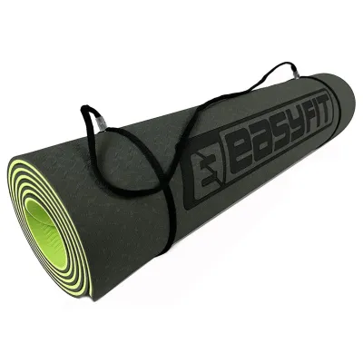 Коврик для йоги и фитнеса EasyFit TPE+TC 6 мм двухслойный черный-зеленый - 2 Коврик для йоги и фитнеса EasyFit TPE+TC 6 мм двухслойный черный-зеленый - 2 - Robinzon.ua