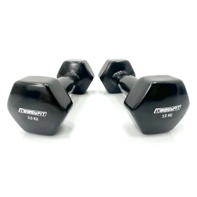 Гантель для фитнеса 3.0 кг EasyFit с виниловым покрытием черная - 1 - Robinzon.ua
