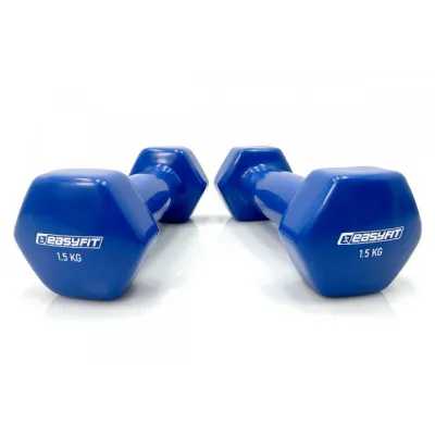 Гантель для фітнесу 1.5 кг EasyFit із вініловим покриттям синя - 1 - Robinzon.ua