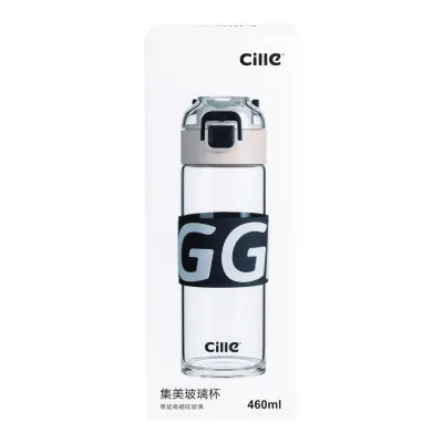 Бутылка для воды 460 (мл) стеклянная прозрачная с пластиковой крышкой  22 (см) спортивная Белый - 3 - Robinzon.ua