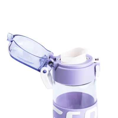 Бутылка для воды 460 (мл) стеклянная прозрачная с пластиковой крышкой  22 (см) спортивная Фиолетовый - 3 - Robinzon.ua