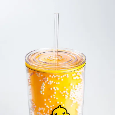 Многоразовый стакан с трубочкой и крышкой 750 мл пластиковый Желтый - 1 - Robinzon.ua