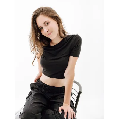 Женская Футболка Nike W NSW TEE ESSNTL SLIM CRP LBR  Черный L (7dFB2873-010 L) - 3 - Robinzon.ua