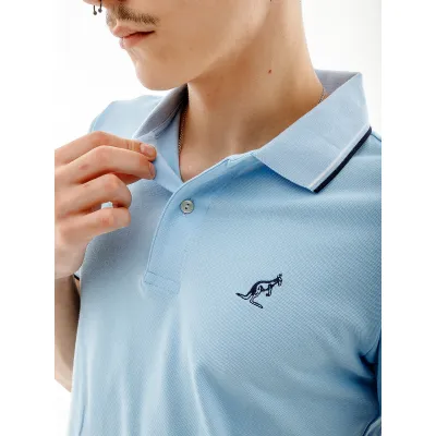 Мужская Футболка AUSTRALIAN 2-STRIPE PIQUE' POLO S-FIT Голубой XL (7dLSUPO0004-440 XL) - 3 - Robinzon.ua